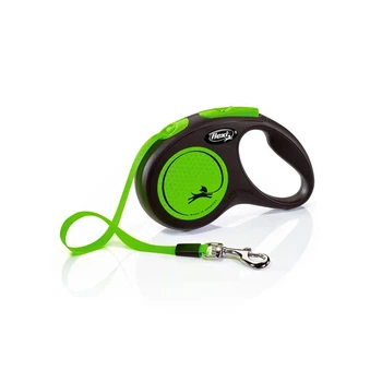 Рулетка-поводок Flexi New Neon S лента 5м/15кг зеленый