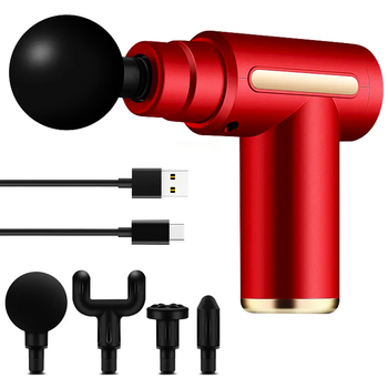 Масажер пістолет для тіла з 4 насадками та USB, акумуляторний / Перкусійний Gun Massager R01 (L)