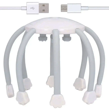Масажер для голови з USB, 3 режими, акумуляторний Білий / від головного болю LM08W (L)