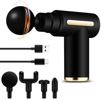 Масажер для тіла з 4 насадками та USB, акумуляторний / Перкусійний / Масажний пістолет Gun Massager B01 (L)