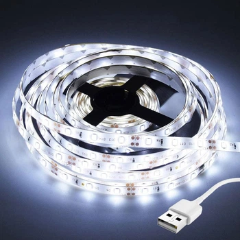 Світлодіодна стрічка від USB на 5 м, Біла / Гнучка LED стрічка від павербанка / Діодне підсвічування