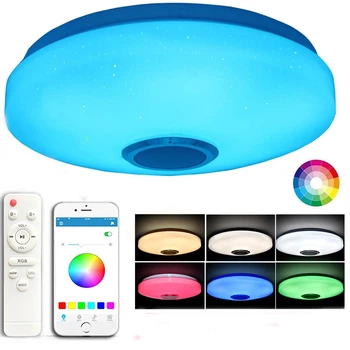 Потолочный RGB светильник 60W, 38 см, со встроенным Bluetooth и пультом дистанционного управления