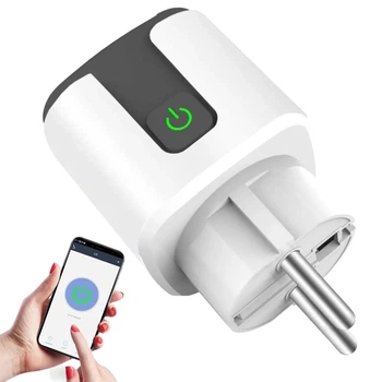 Умная WiFi розетка 20А, Tuya Smart 4400Вт, Бело-серая / Смарт розетка с счетчиком электроэнергии