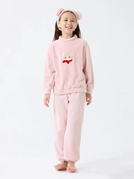 Детская теплая пижама + повязка для девочки Uniqlo 651837464 122 см Розовая (1159825319)