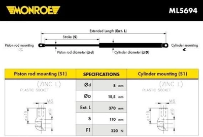 Газовий амортизатор багажника Monroe (ML5694)