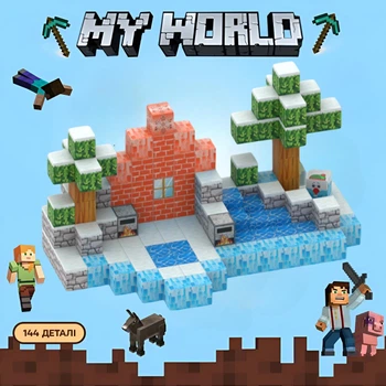 Магнитный конструктор Minecraft "Зимние приключения", Конструктор Майнкрафт для детей, 144 детали