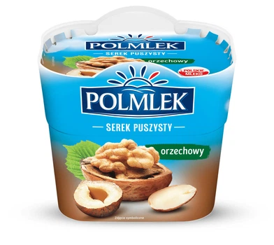 Сир вершковий Polmlek Serek Puszysty Orzehovy Capresi Полмлек Капрезі Сирок десертний творожний з Горіхами Стакан 150г