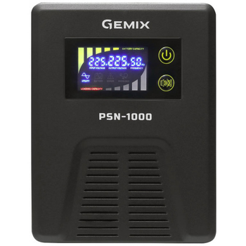 Источник бесперебойного питания ИБП Gemix PSN-1000, 1000VA/600Вт 12В/220В 13A 2xSchuko без АКБ Black (PSN-1000)