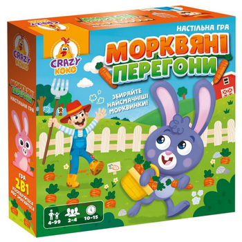 Дитяча настільна гра "Морквяні перегони" Vladi Toys VT8055-33 з ігровим полем 40 морквинами і 4 зайчиками