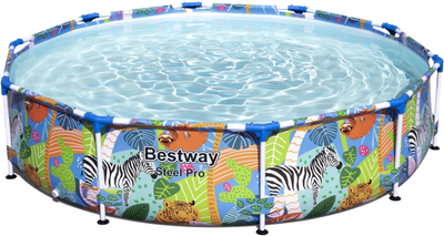 Дитячий стійковий басейн Bestway Steel Pro Animal World 305 x 66 см 10 FT (6942138972177)