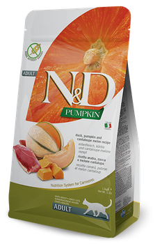 Сухой беззерновой корм Farmina Cat Grain Free N&D Pumpkin, Duck & Cantaloupe Melon Adult для взрослых котов с уткой 300 г (арт 168804)