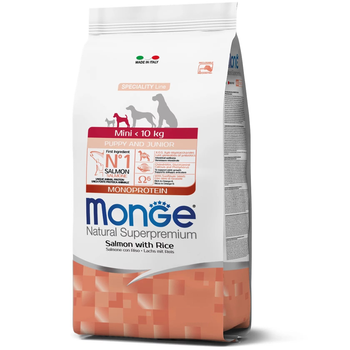 Сухой корм Monge Dog Mini Puppy Salmon & Rice для щенков мелких пород 7.5 кг (арт 70011068)