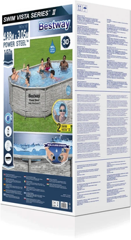 Стійка-басейн Bestway Power Steel Swim Vista з вікном + 6 в 1 + пісочний насос 488 x 305 x 107 см 16 x 10 футів (6941607311486)