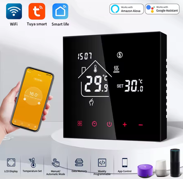 Умный терморегулятор Wi Fi для котла Tuya Smart Thermostat термостат с LCD экраном и вай фай