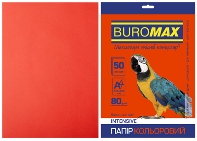 Папір кольоровий Buromax Intensive А4 80гр 50 аркушів Червоний (BM.2721350-05)