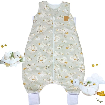 Спальний мішок для дітей Little Love утеплений S 86/92/98 см ( 1-3 рокі) Гусеняткова ніжність з білими манжетами