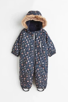 Комбинезон на флисе синий цветочный принт H&M 74см (400097914)
