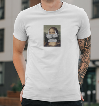 Мужская футболка B&C Collection с принтом F**k Mona Lisa M Белый