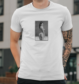 Мужская футболка B&C Collection с принтом Девушка Иллюзия ART M Белый