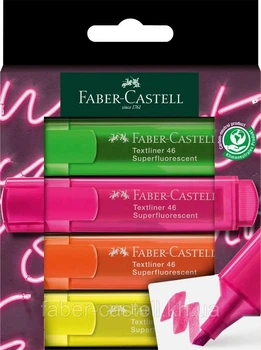 Набір маркерів текстових 4кол. Faber-Castell 254600 Neon, карт.уп. /254600/
