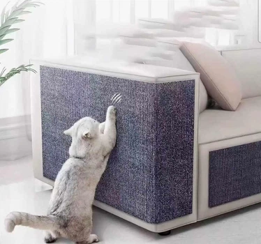Антикіготь Захисне покриття для дивану меблів та шпалер 30х30 см Cat Protect Кігтеточка самоклеюча Темно сірий 1 шт