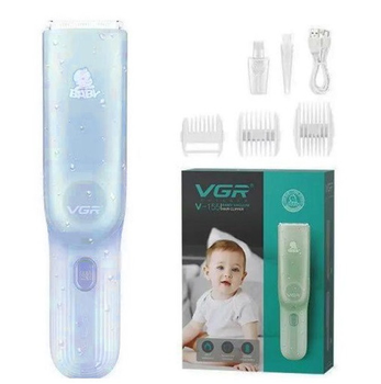 Аккумуляторная машинка для стрижки детей с USB VGR Baby V-155 Pro Голубой + Масло