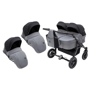 Коляска 2 в 1 для двойни Bair Sorento DUO BS-04 графит / черный