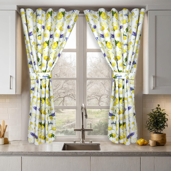 Короткі яскраві штори Сокові Лимони для кухні Adagio Windows Decor у розмірах 1,4х1,7м -2шт, Занавіски - фіранки з підхватами