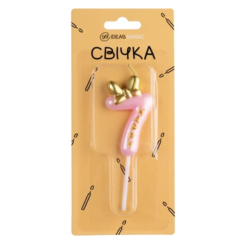 Свічка-цифра 7 рожева 6 см, IDEA8-PQ6017-7