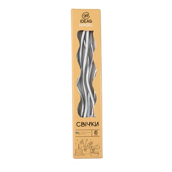 Свічка спіраль металік срібляста 6 шт 10,5 см, IDEA8-T15Silver