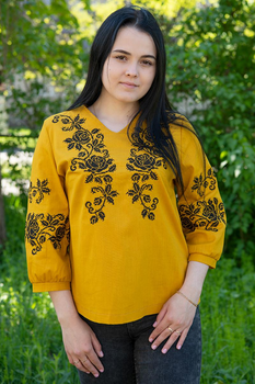 Жіноча вишиванка V&V Троянди XXL гірчичний (301020193-032)