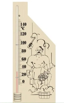 Деревянный термометр для сауны и бани (от 0 °C до +140 °C) высота 26 см Богатырь 300113