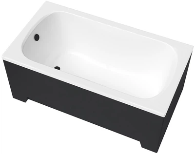 Ванна акриловая Helmken Edelva 150x70 см (Y52795671P) комплект 4 в 1: прямоугольная ванна, ножки, Черный подголовник и Черная фронтальная панель