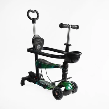 Самокат беговел детский Best Scooter LS-79350 5 в 1 корзинка дополнительные колеса защитный бампер свет колес