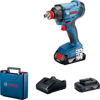 Аккумуляторный ударный гайковерт Bosch Professional GDX 180-Li + 2 акб GBA 18V 2.0Ah + з/у GAL 18V-40 + чемодан (06019G5223)