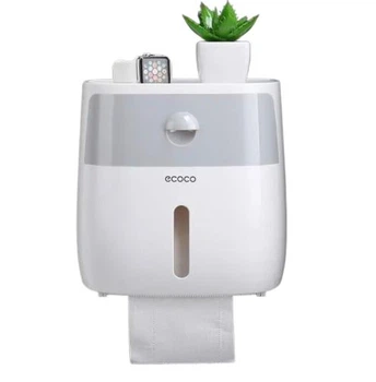 Держатель для туалетной бумаги с полкой в ванную пластиковый Ecoco Towel Holder настенныйAA2-2