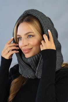 Капор с воротником Braxton Лея 56-59 Темно-серый (5305)