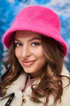 Пушистая утепленная панама (4974) Braxton Малиновый 56-59