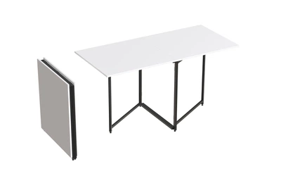 Стол трансформер книжка Панама Ferrum-decor 75x148x68 Черный металл ДСП Белый 16 мм (PANAM106)