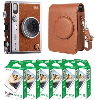 Набор Fujifilm INSTAX MINI EVO Hybrid Brown фотокамера мгновенной печати / картриджи 60 фото / чехол коричневый / подарочная упаковка