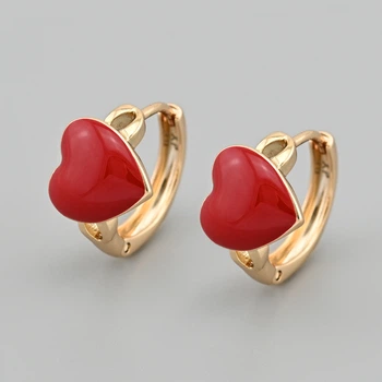 Серьги Love story 48002 размер 15х10 мм красная эмаль вес 3.3 г позолота 18К
