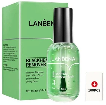 Маска-сыворотка для удаления черных точек глубокая очистка LANBENA Blackhead Remover Mask №1 17 ml с бумажными полосками
