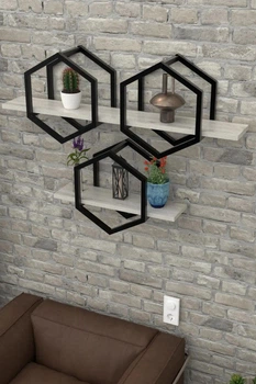 Настенная полка в стиле лофт EcoLoft Ориона DSP-1151 (комплект) Дуб Кортона