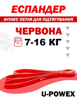 Фитнес петля, резинка для подтягиваний U-Powex Pull Up Assist Band Красная (7-16 кг) (409204201)