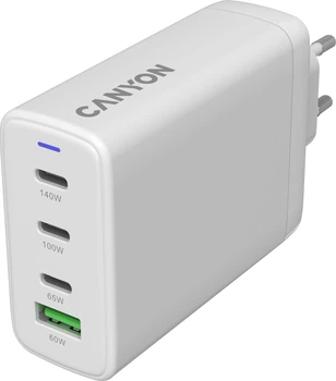 Bezprzewodowa ładowarka Canyon CU140ACC GaN 150 W 3xUSB-C PD2.0 1xUSB-A QC2.0 EU White (CNS-CUW140ACC)