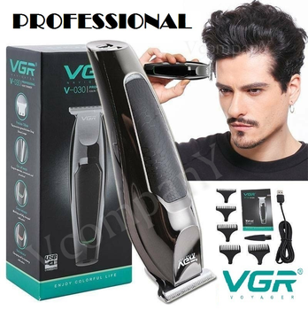 Мощная машинка триммер VGR VOYAGER PROFESSIONAL TRIMMER беспроводной триммер для бритья, машинка для стрижки для волос и бороды с USB зарядкой