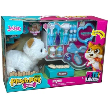 Мягкая интерактивная игрушка Котик с набором ветеринара и аксессуарами Mini Plush Pet