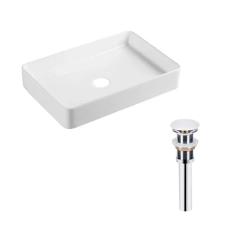 Комплект Qtap Tern: раковина накладная прямоугольная 600x405x110 мм WHITE + донный клапан PU02 QTAP QT17112174WN47303
