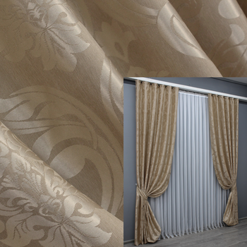 Комплект готових штор VR-Textil Жакард Ліон № 531ш Бежевий 100х270 см 2 шт (31-036)