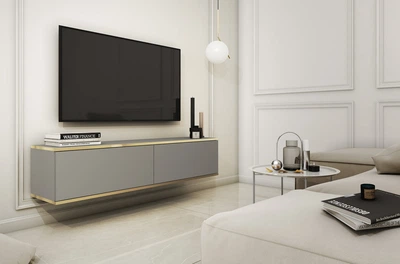 Тумба под ТВ навесная Perfect Home Оро / Oro RTV135 2-дверная Серый